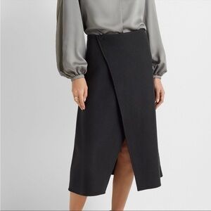 Club Monaco wool blend A-Line Cutaway Skirt midi fall winter minimalist sz 2